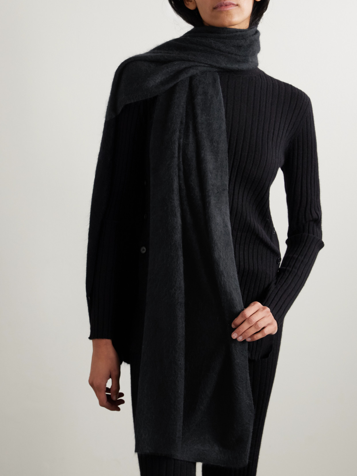 Lisa Yang Brushed Cashmere Scarf In Black
