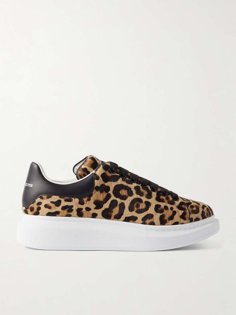 Alexander McQueen Leather-trimmed Leopard-print Calf Hair Sneakers - EU 40