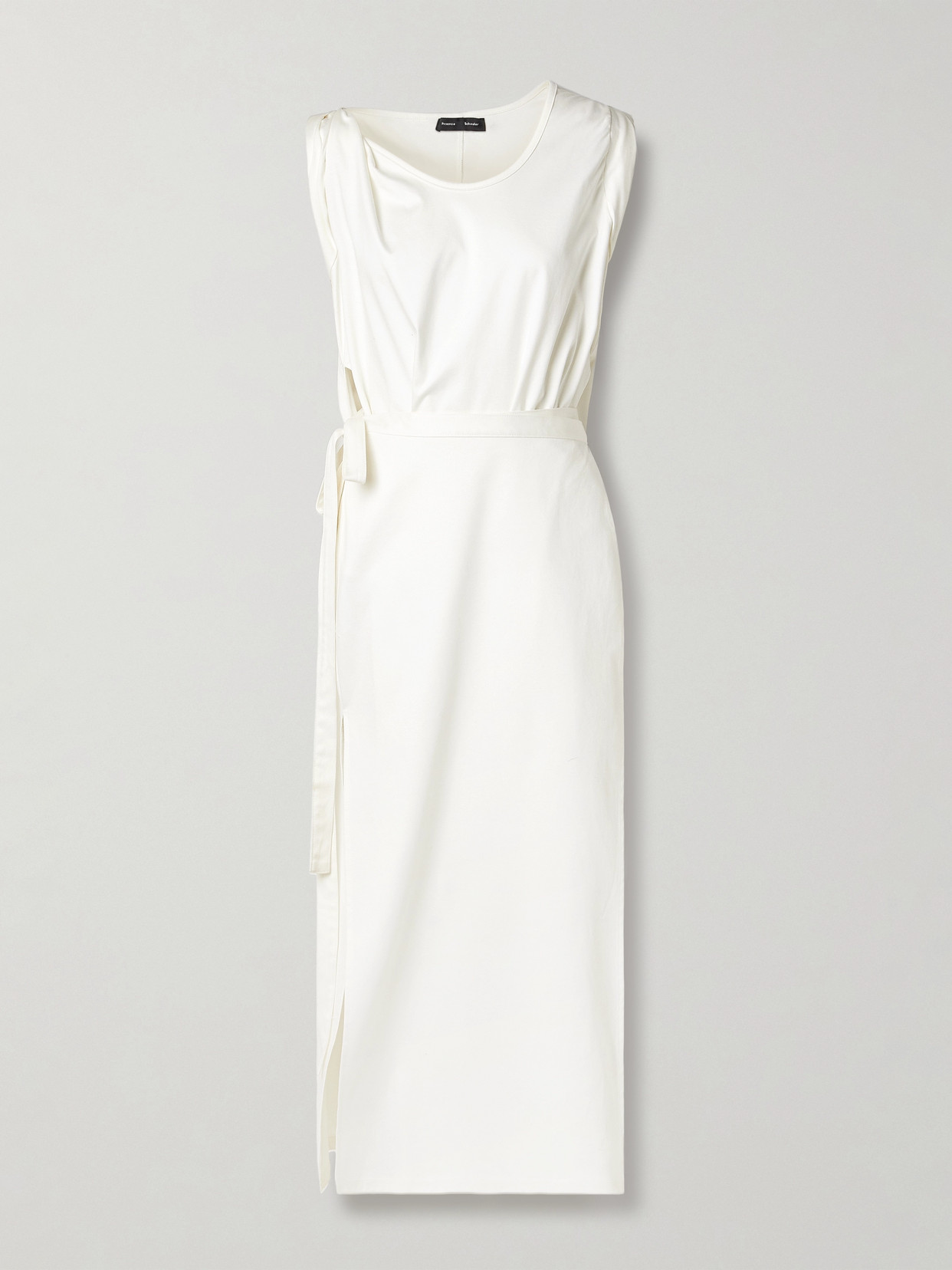 Proenza Schouler Lynn Gathered Organic Cotton-jersey Midi Wrap Dress In White