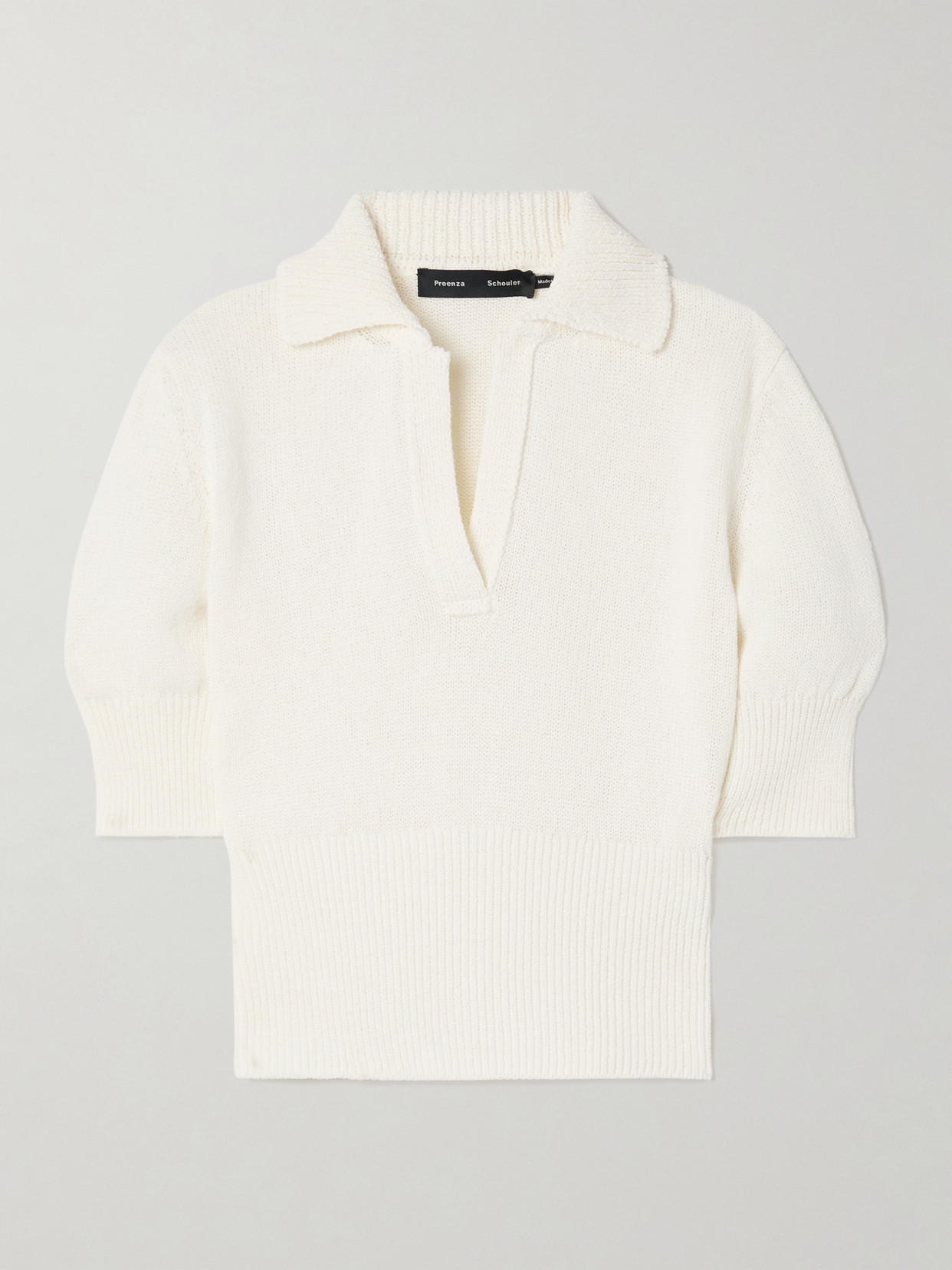 Proenza Schouler Reeve Cropped Cotton-blend Polo Top In White