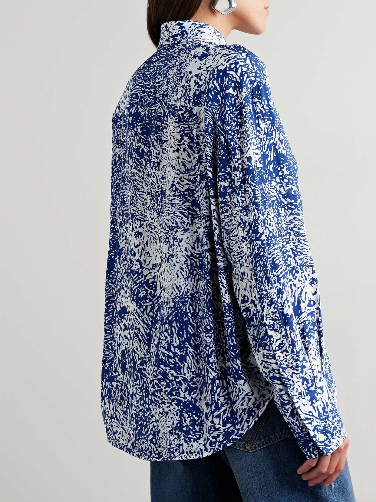 Shop Proenza Schouler Norman Printed Crepe Shirt In Blue