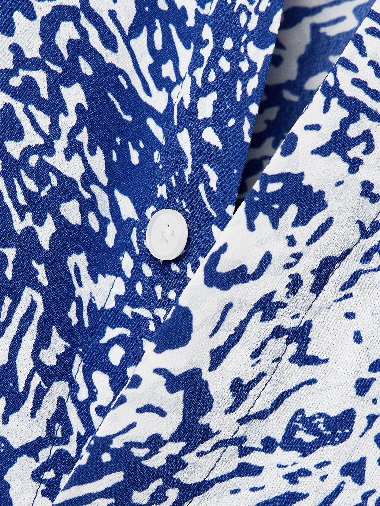 Proenza Schouler Norman Printed Viscose Crepe De Chine Collared Top In Blue