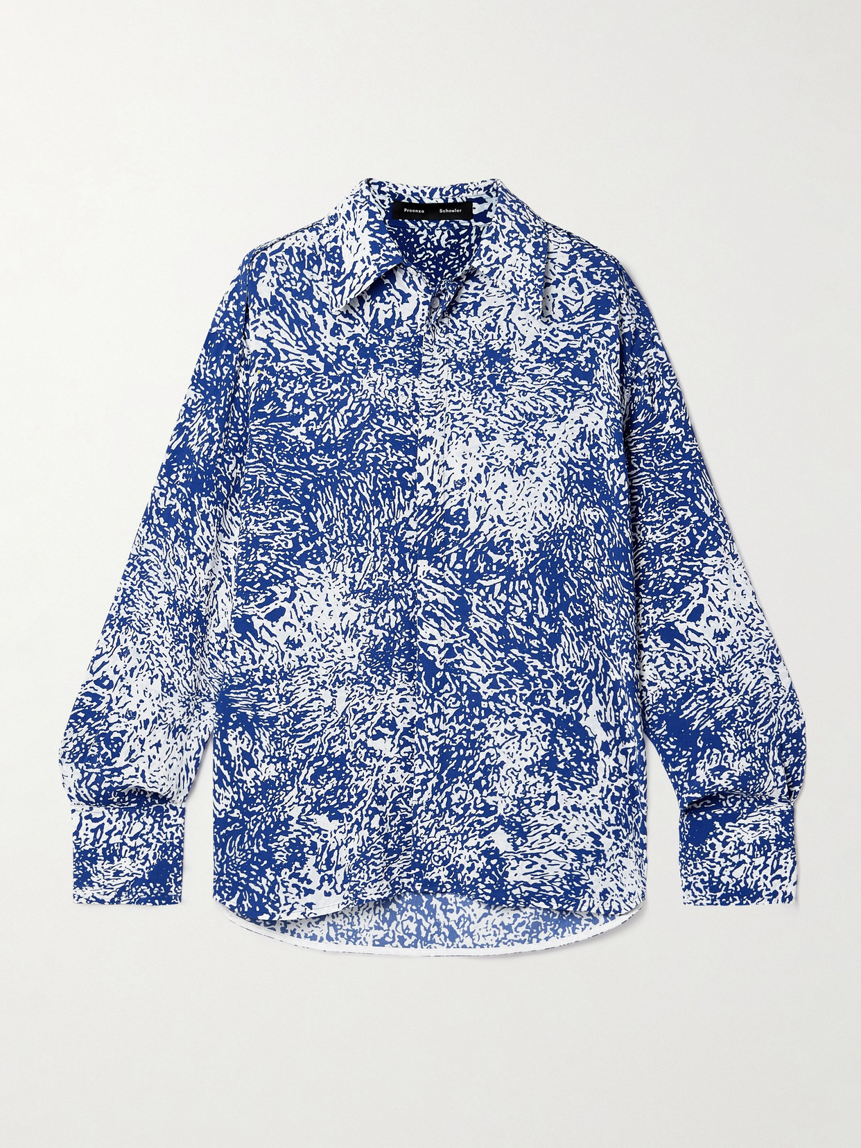 Proenza Schouler Norman Printed Crepe Shirt In Blue