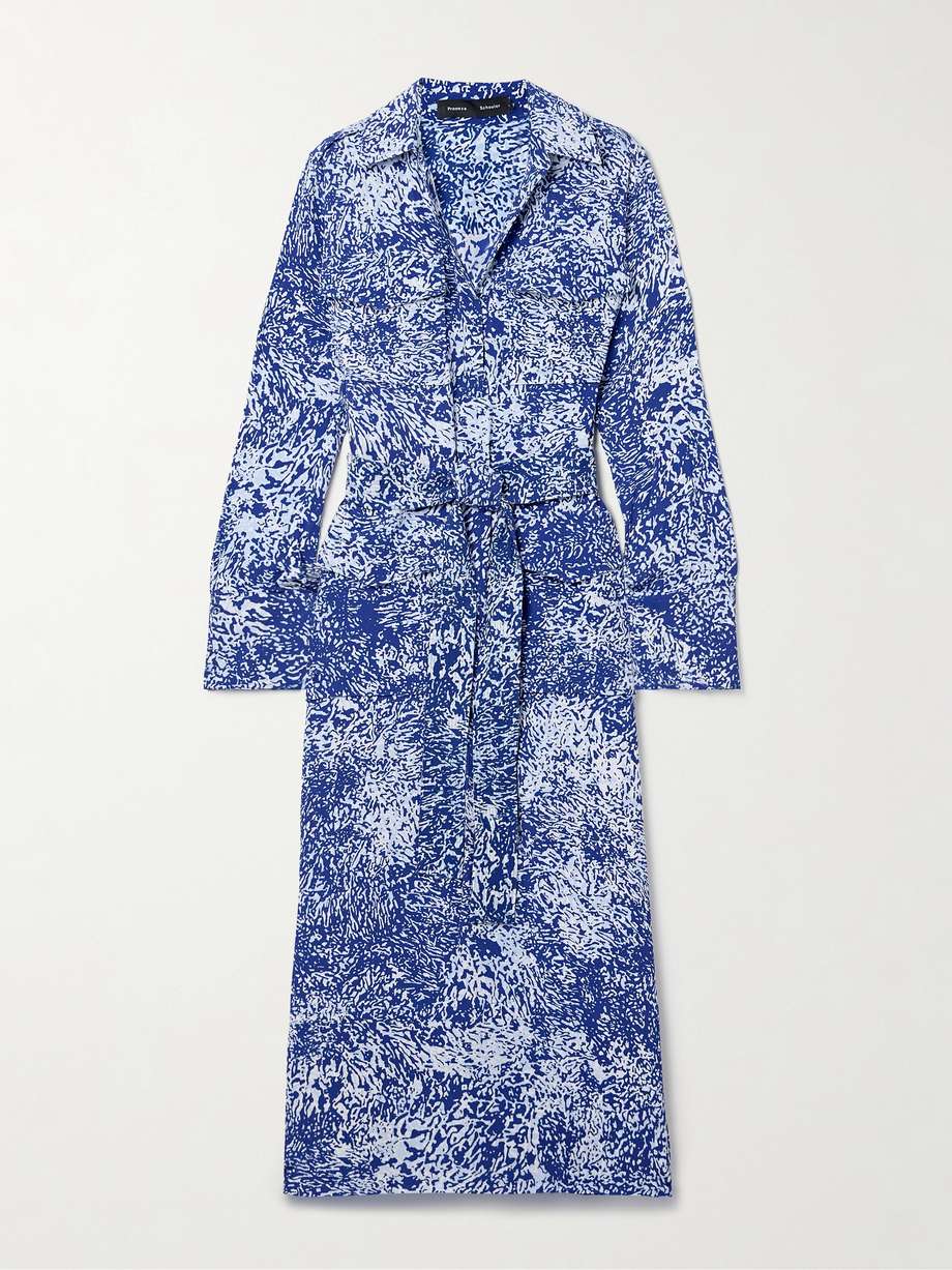 vanessa belted printed crepe midi dress