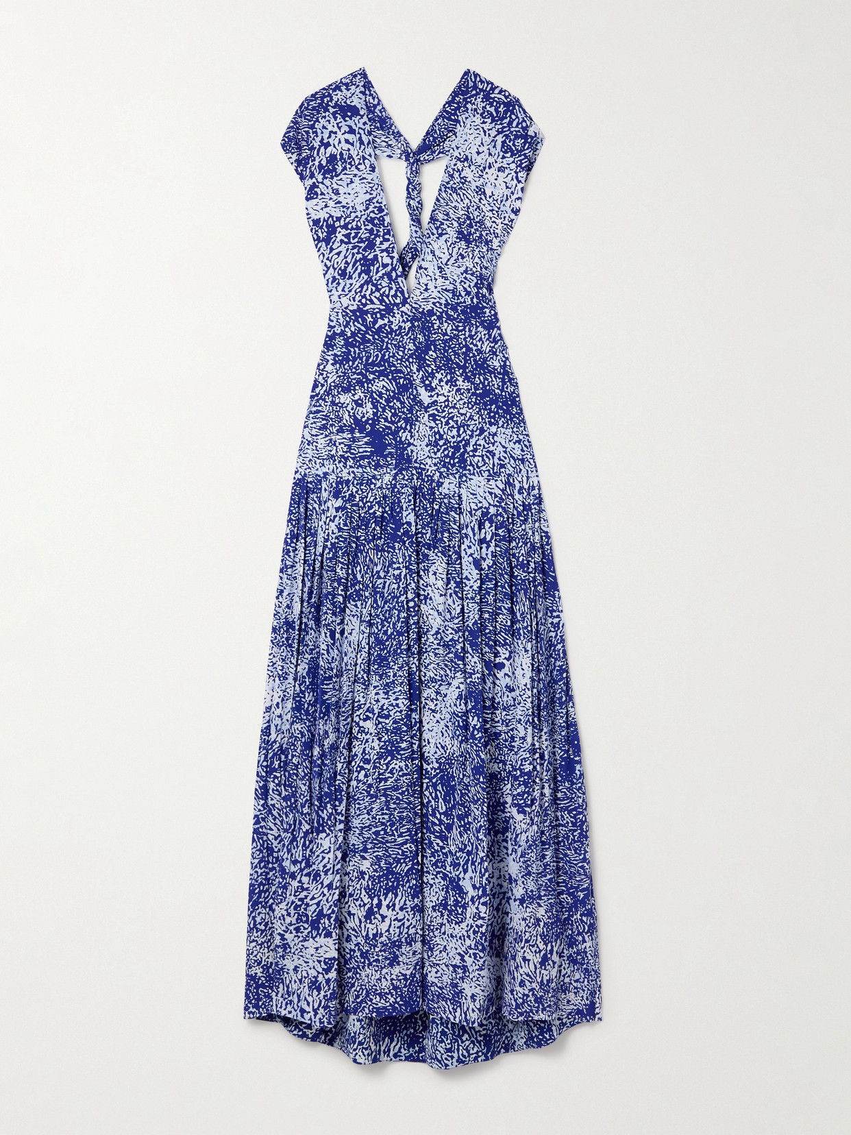 Proenza Schouler Simone Pleated Printed Crepe Maxi Dress In Blue