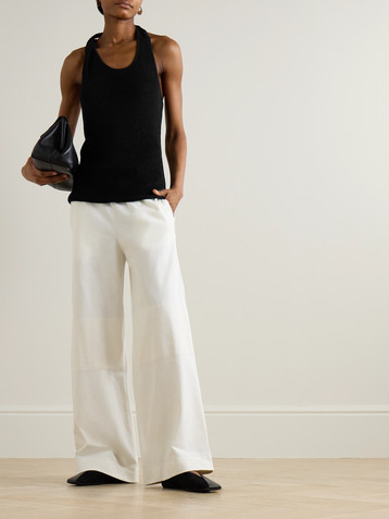 Proenza Schouler Stevie asymmetric open-knit halterneck top