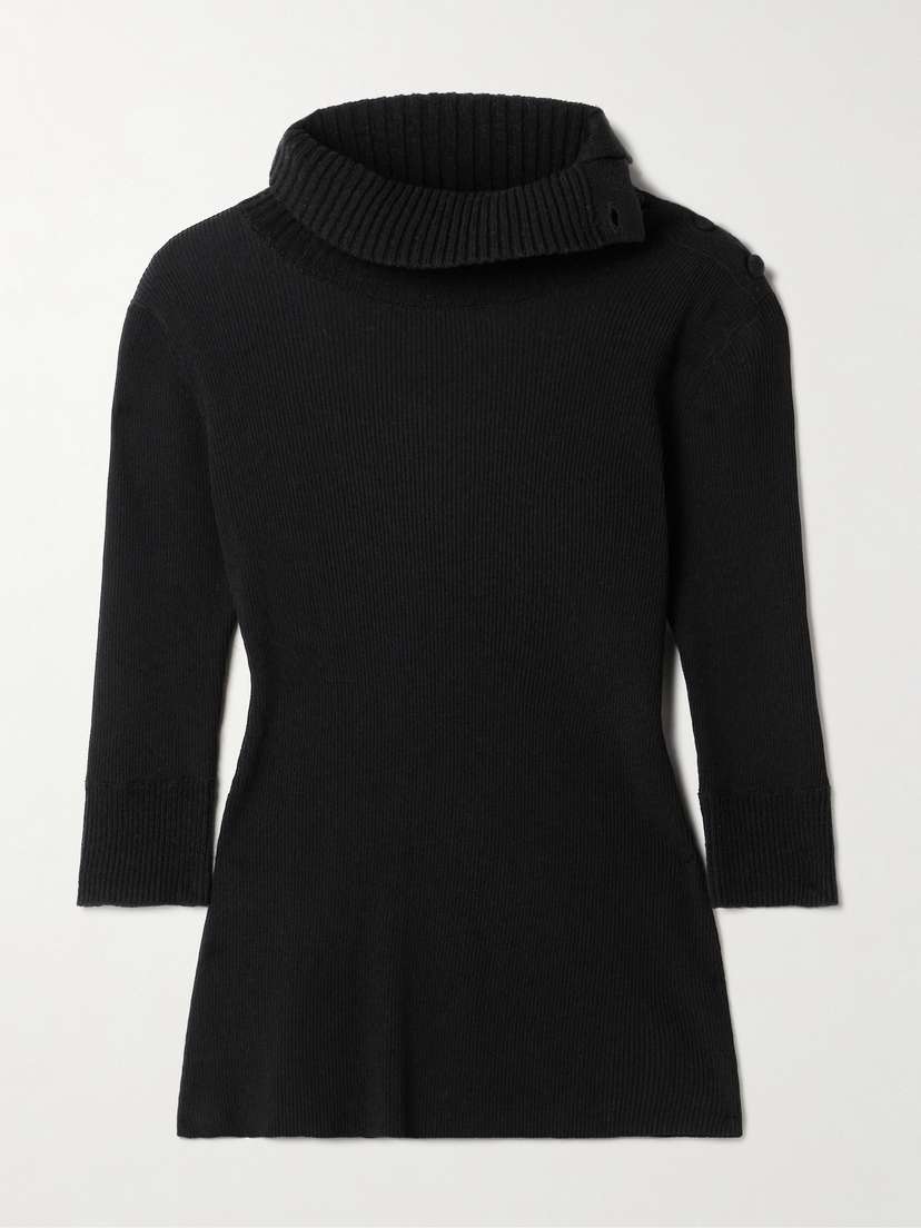 Proenza Schouler White Label Daxton Button-embellished Ribbed-knit Turtleneck Sweater