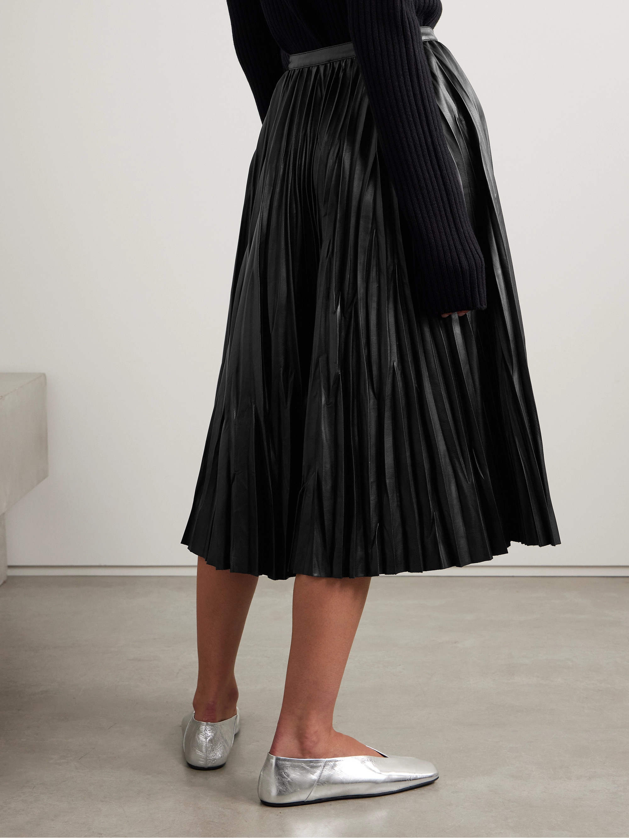 Proenza Schouler White Label Rosalyn pleated faux leather midi skirt thumbnail