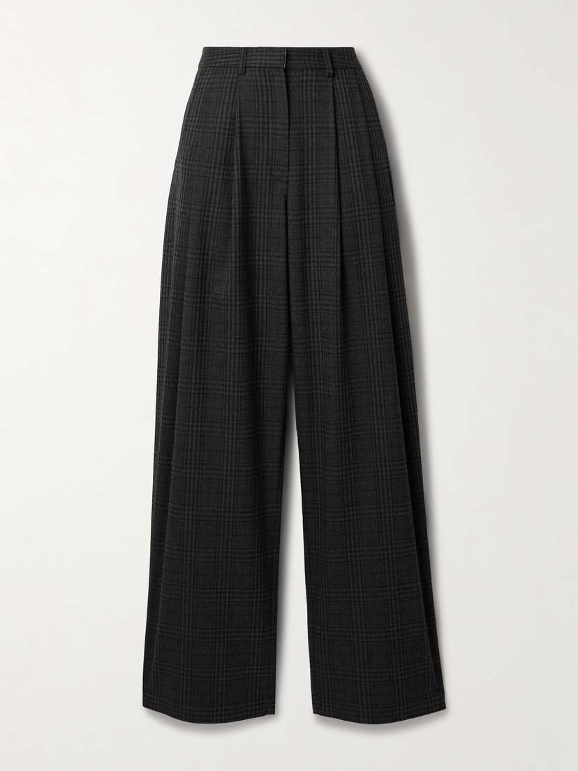 Proenza Schouler White Label Eleanor Pleated Checked Flannel Wide-leg Pants