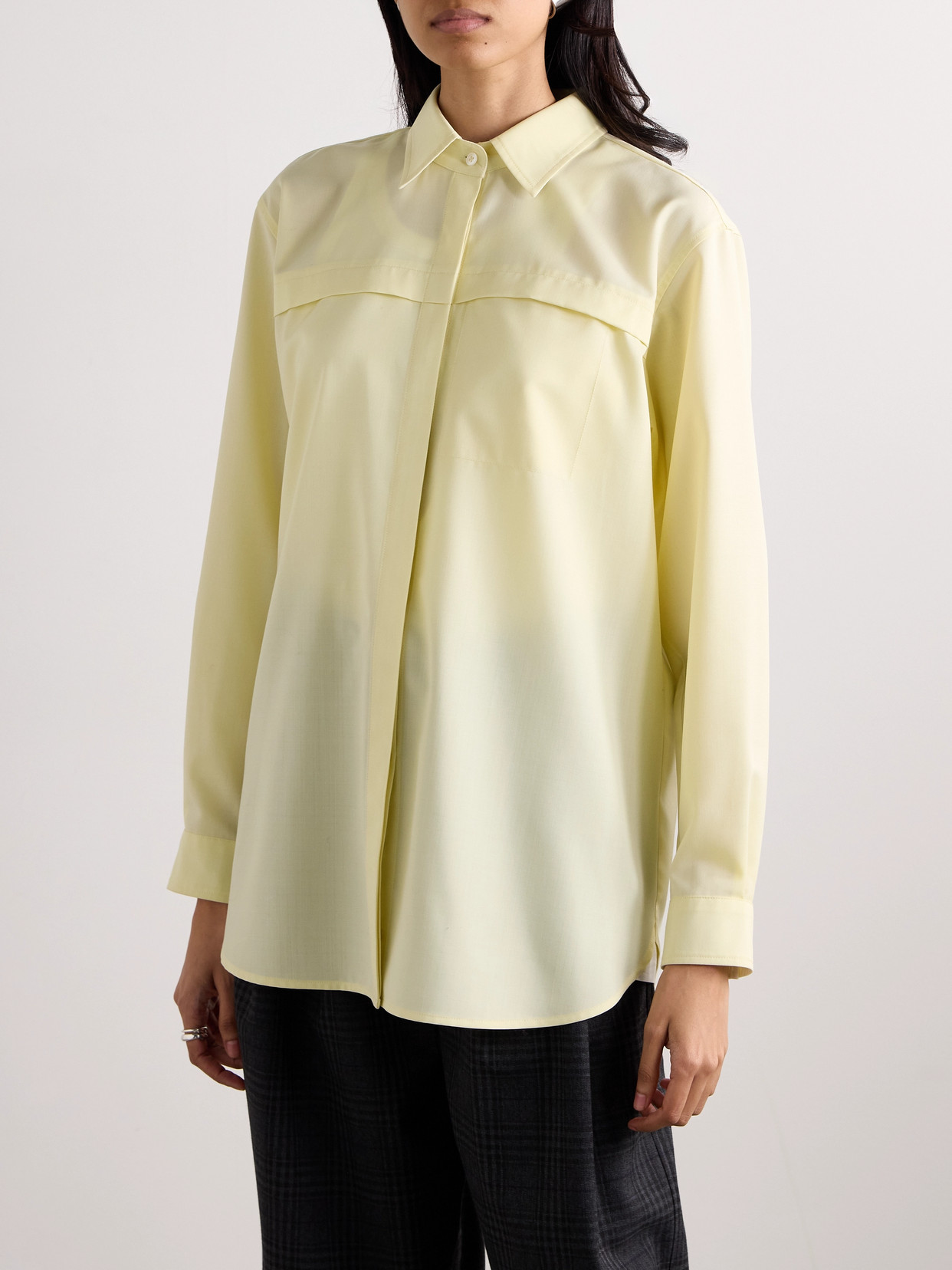 Proenza Schouler White Label Rose Wool-blend Twill Shirt In Yellow