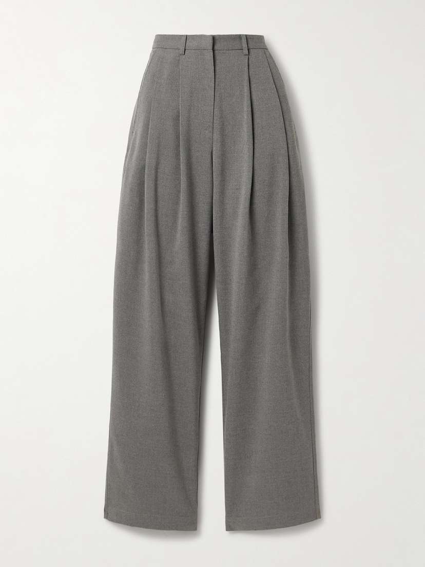 Proenza Schouler White Label Eleanor Pleated Flannel Wide-leg Pants