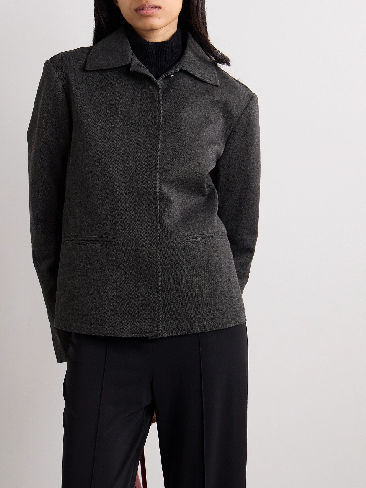 Proenza Schouler White Label Sawyer Cotton-blend Gabardine Jacket In Gray