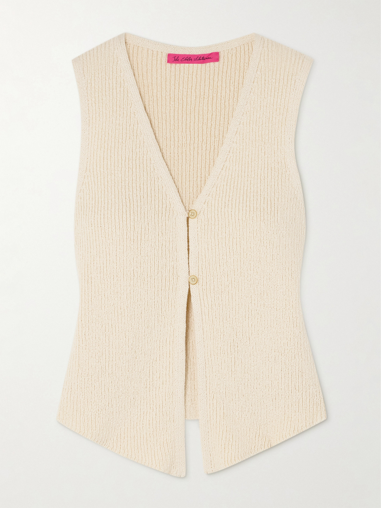 The Elder Statesman Nora Knitted Cotton Vest In Yellow