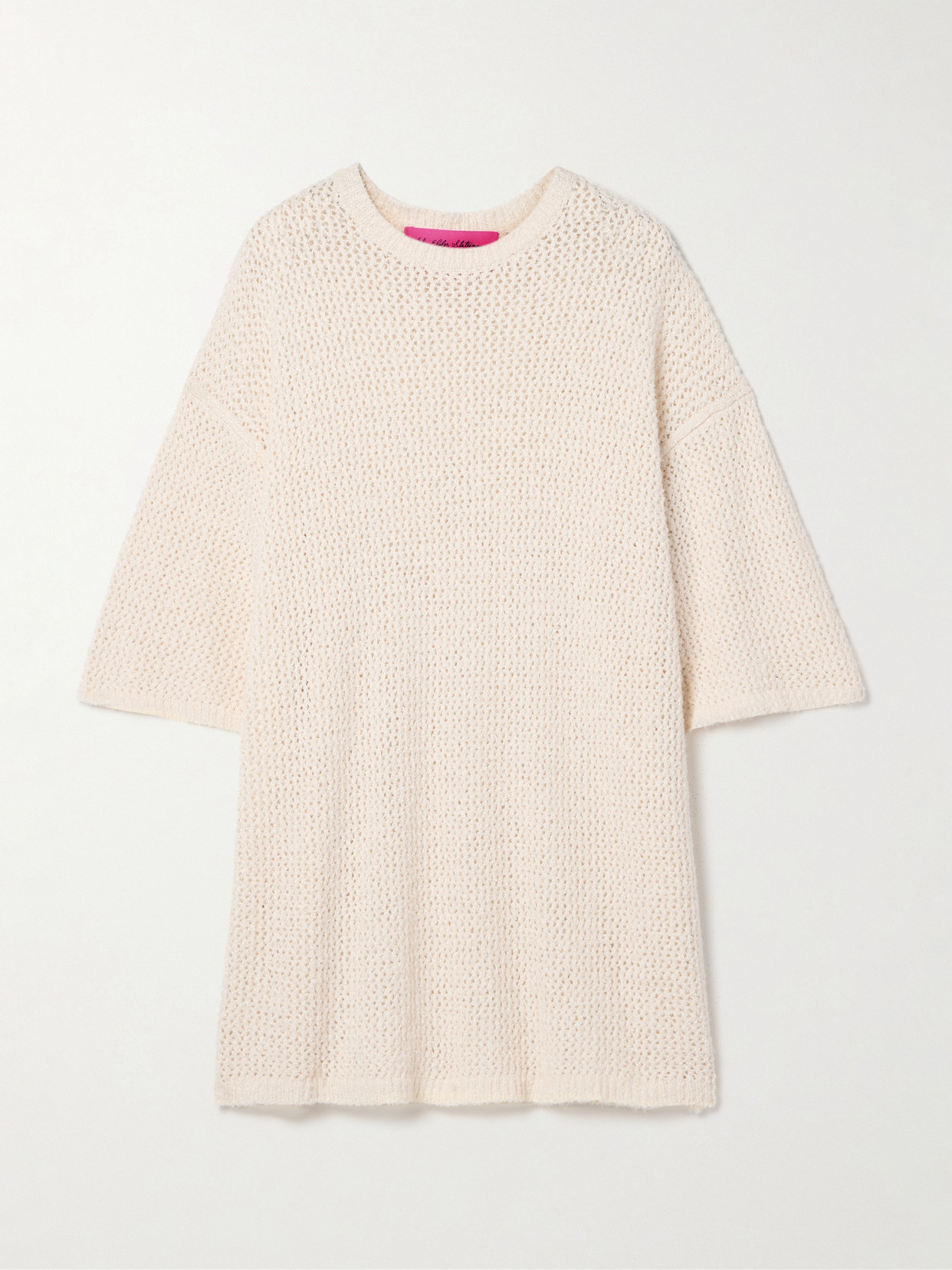 The Elder Statesman Selerino Oversized Open-knit Mulberry Silk T-shirt In Off-white