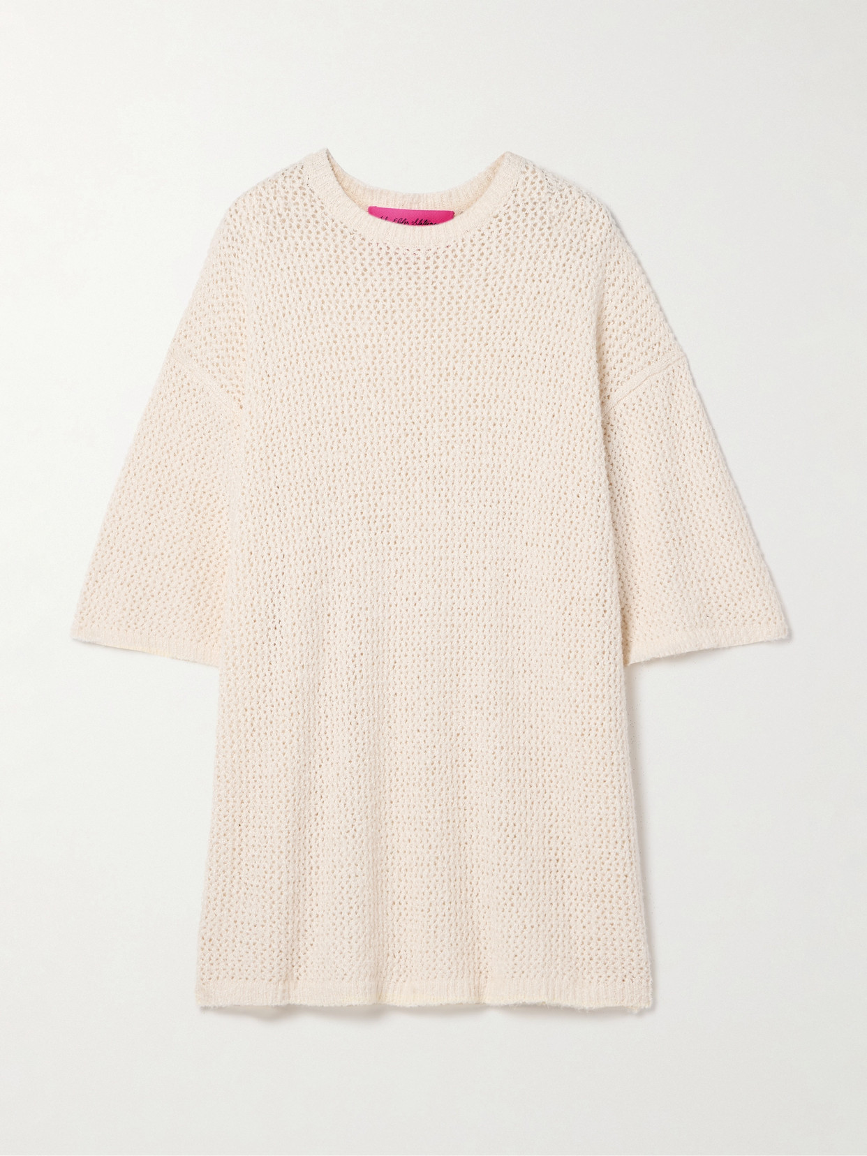 The Elder Statesman Selerino Oversized Open-knit Mulberry Silk T-shirt In Off-white