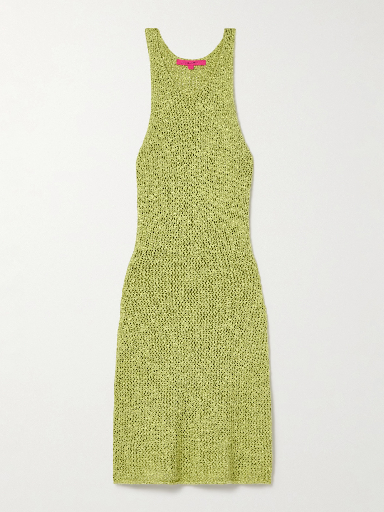 The Elder Statesman Open-knit Mulberry Silk Mini Dress In Yellow