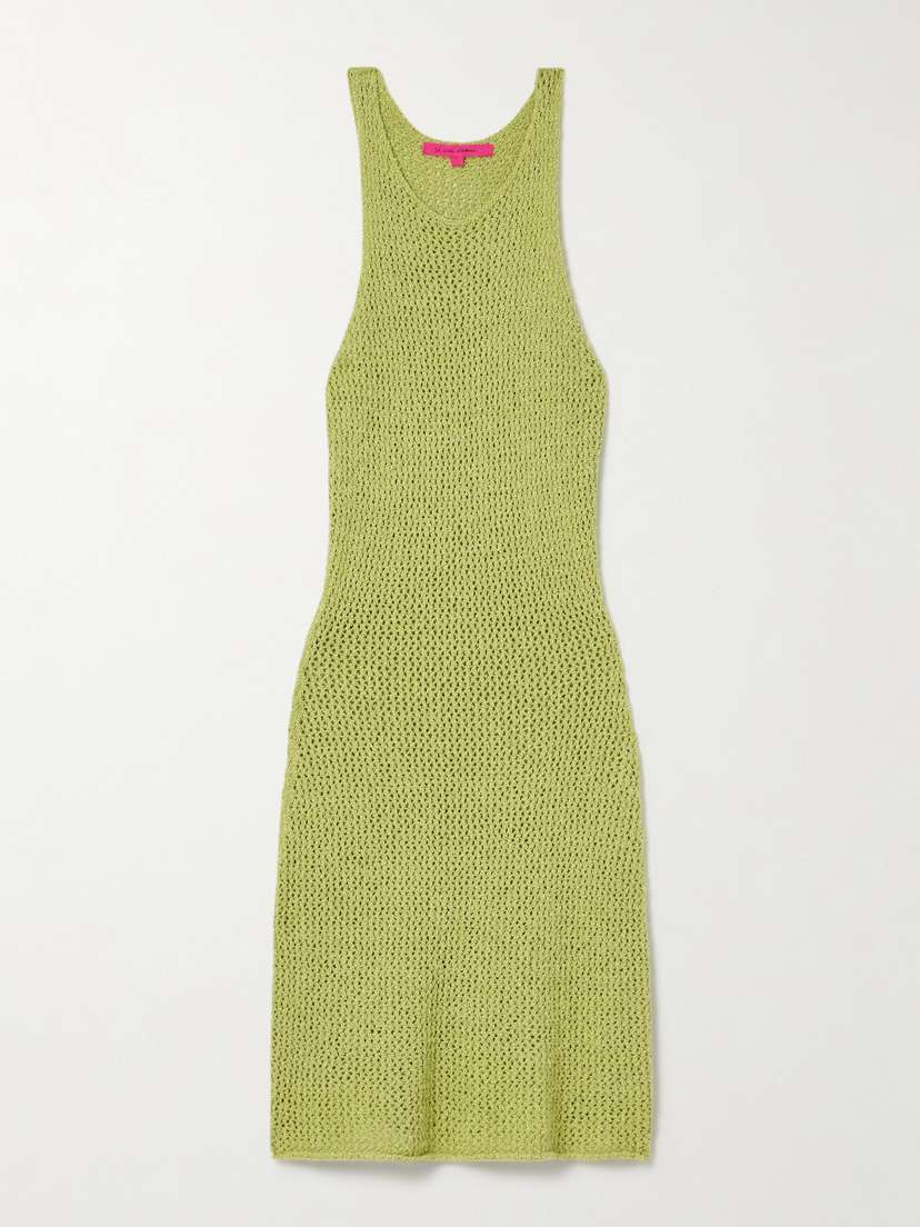 The Elder Statesman Open-knit Mulberry Silk Mini Dress
