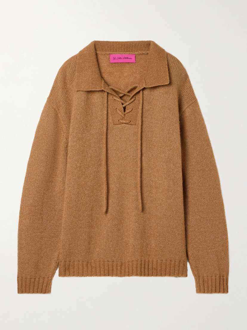 The Elder Statesman Nimbus Oversized Lace-up Cashmere And Cotton-blend Sweater