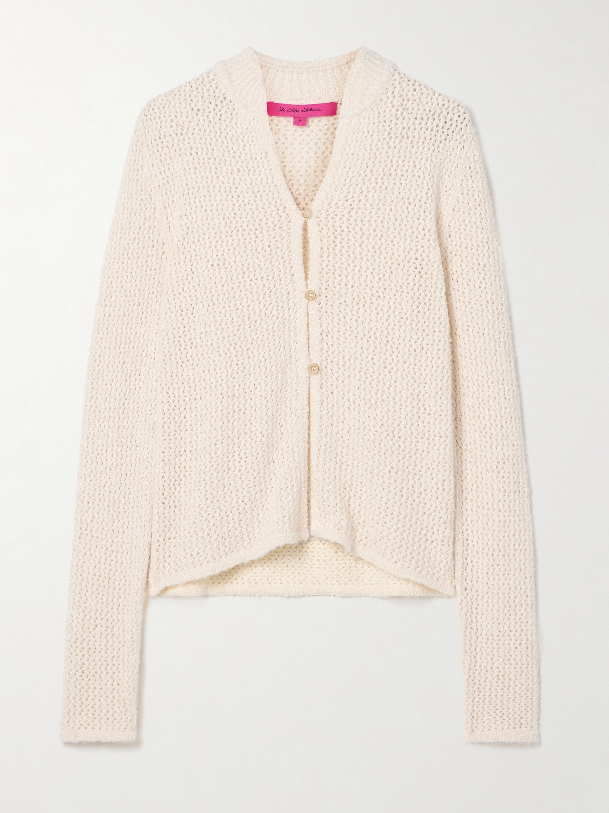 The Elder Statesman Open-knit Mulberry Silk Cardigan In Cream