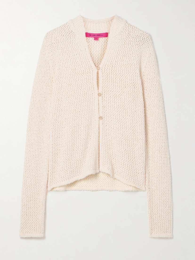 The Elder Statesman Open-knit Mulberry Silk Cardigan