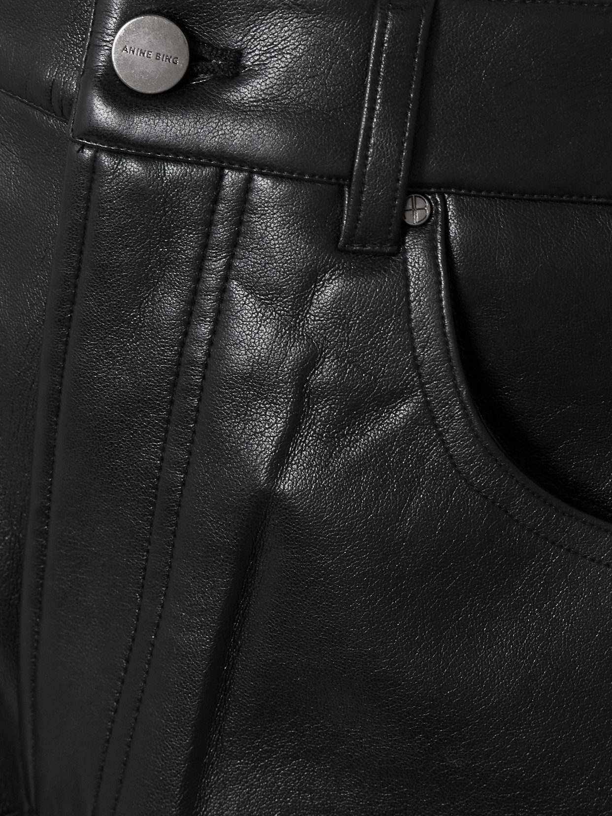 Anine Bing Roy Recycled-leather Straight-leg Pants In Black