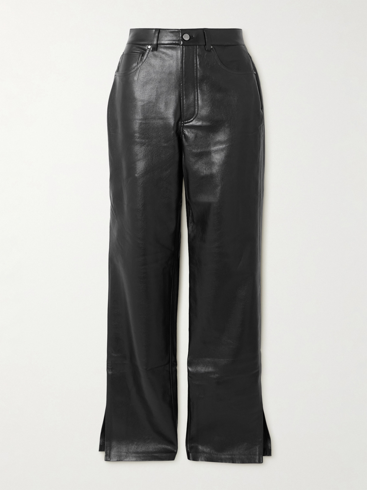 ANINE BING ROY RECYCLED-LEATHER STRAIGHT-LEG PANTS
