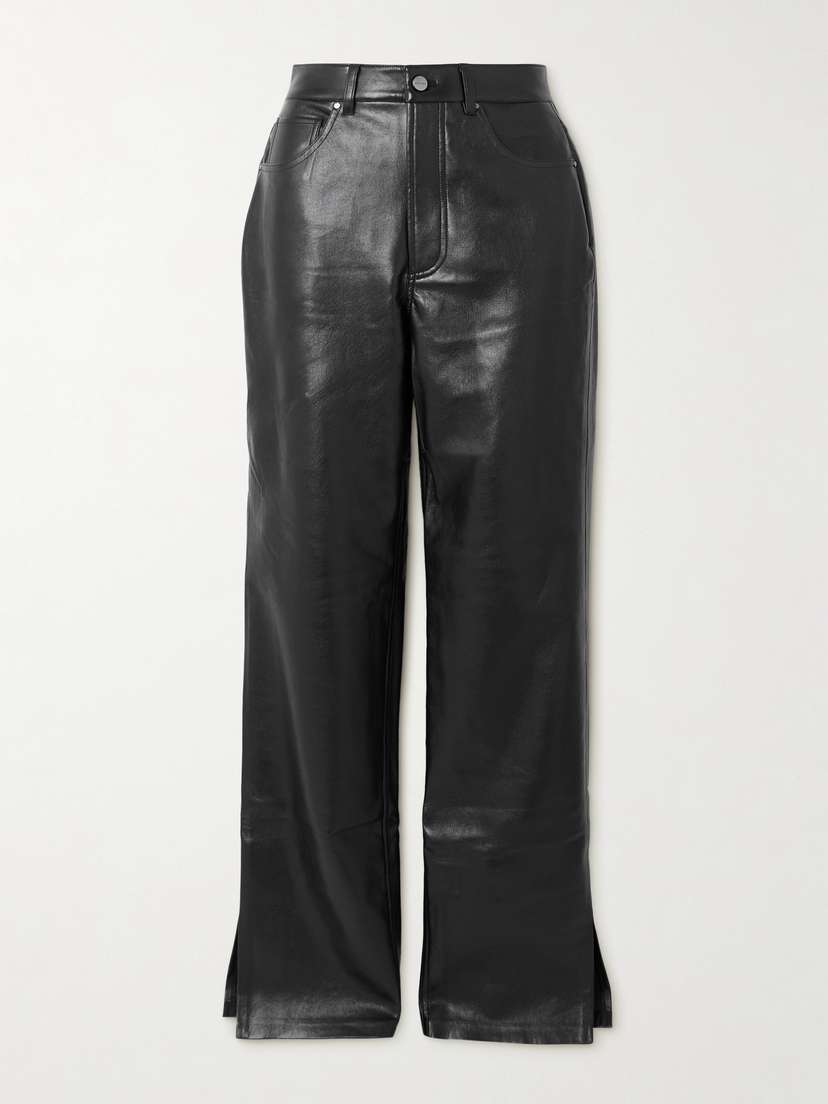 Anine Bing Roy Recycled-leather Straight-leg Pants
