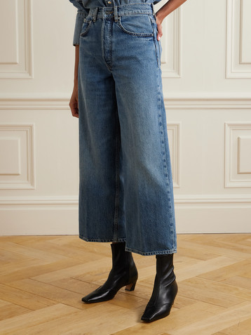 ANINE BING Rick cropped high-rise wide-leg jeans