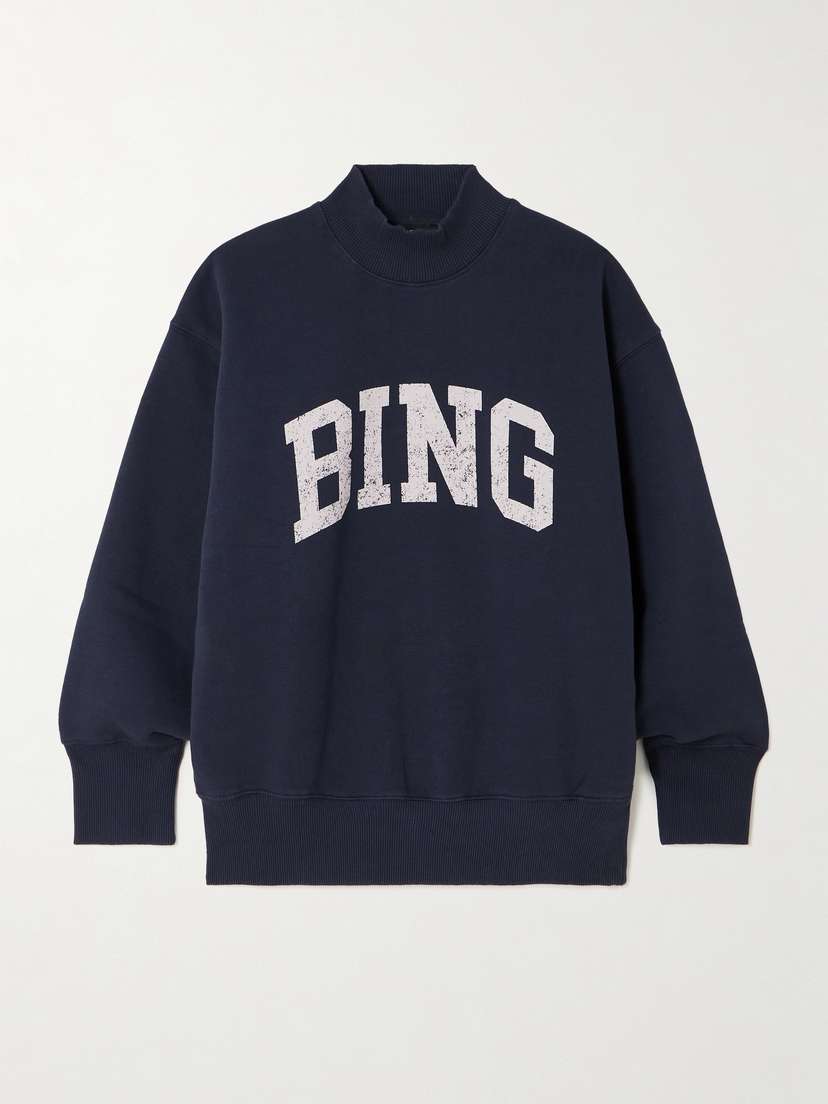 Anine Bing Bradie Printed Cotton-blend Jersey Sweatshirt