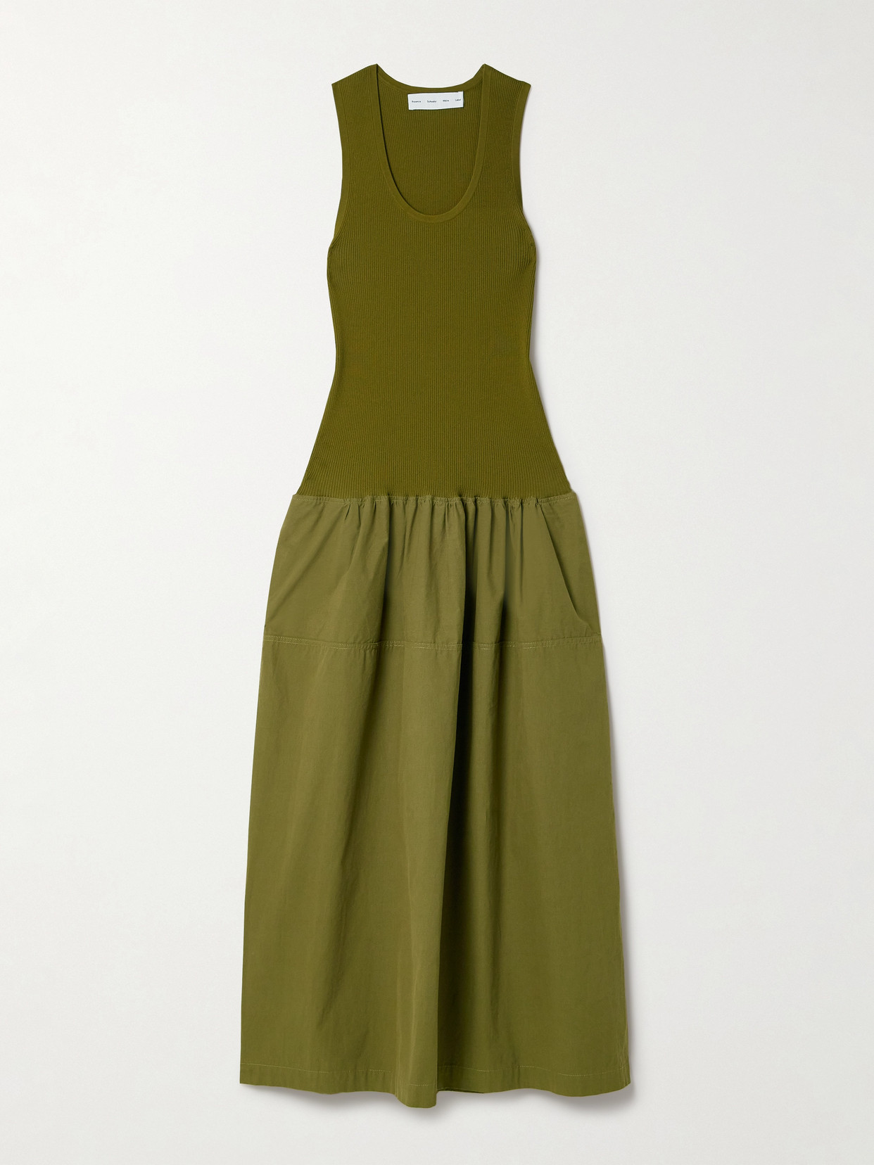 Proenza Schouler White Label - Malia Ribbed Cotton-poplin Midi Dress - Green