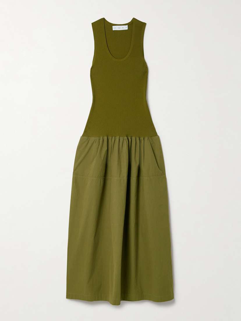 Proenza Schouler White Label Malia Ribbed Cotton-poplin Midi Dress - x large