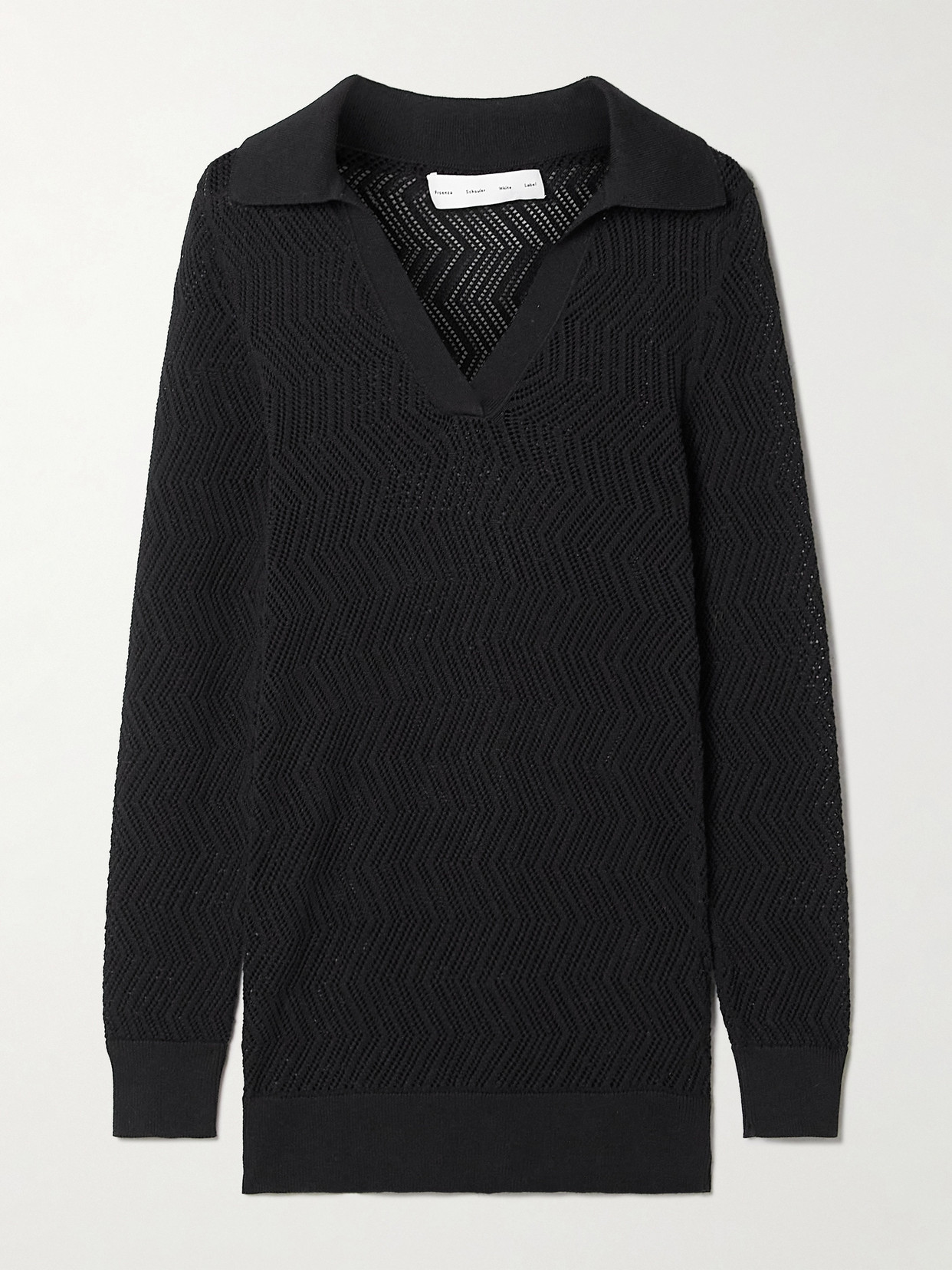 Proenza Schouler White Label Agnes Pointelle-knit Cotton Sweater In Black