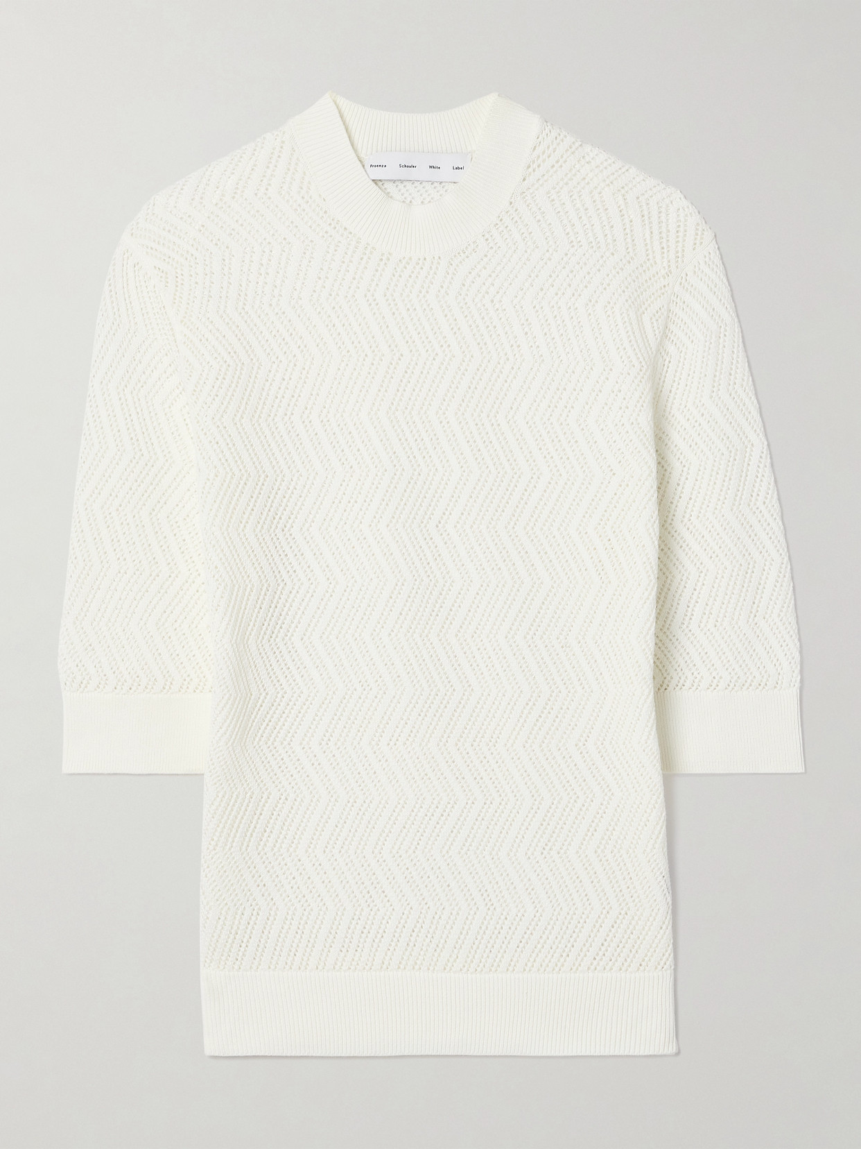 Proenza Schouler White Label Nicola Pointelle-knit Cotton-blend Sweater In Off-white