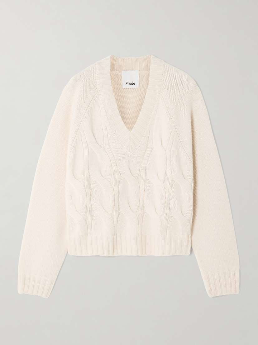 Allude Cable-knit Wool And Cashmere-blend Sweater