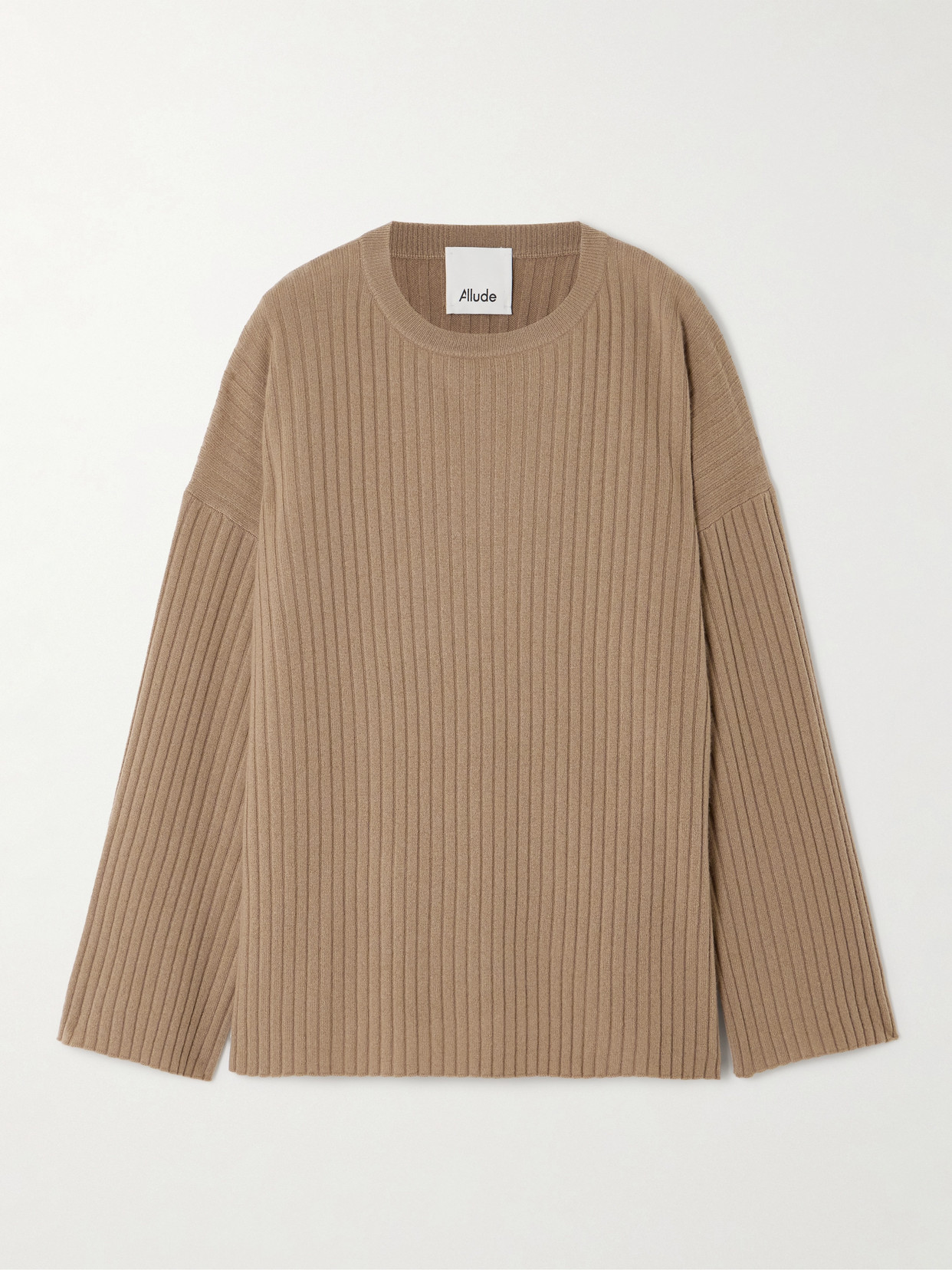 Allude Ribbed Cashmere Sweater In Brown
