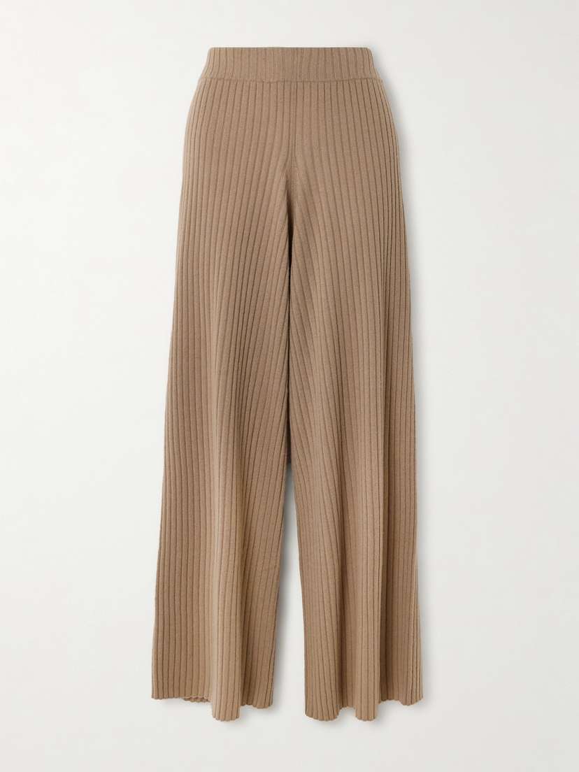 Allude Ribbed Cashmere Wide-leg Pants