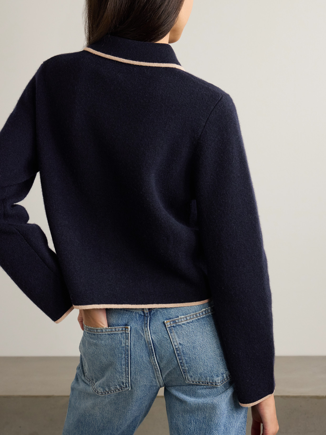 Allude Piped Wool And Cashmere-blend Cardigan In Black