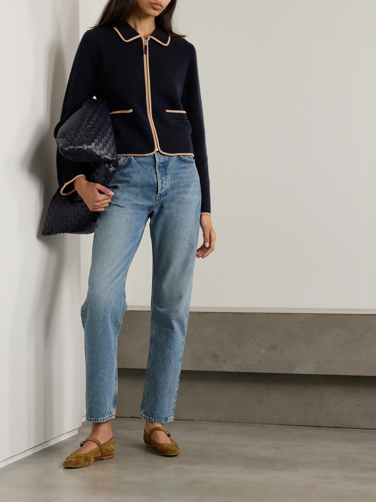 Allude Piped Wool And Cashmere-blend Cardigan In Black