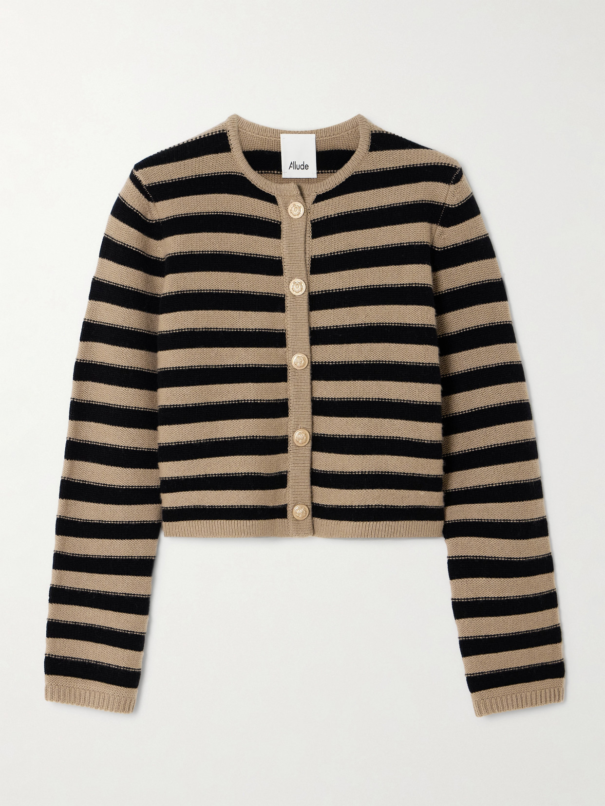 Allude - Striped Wool And Cashmere-blend Cardigan - Brown