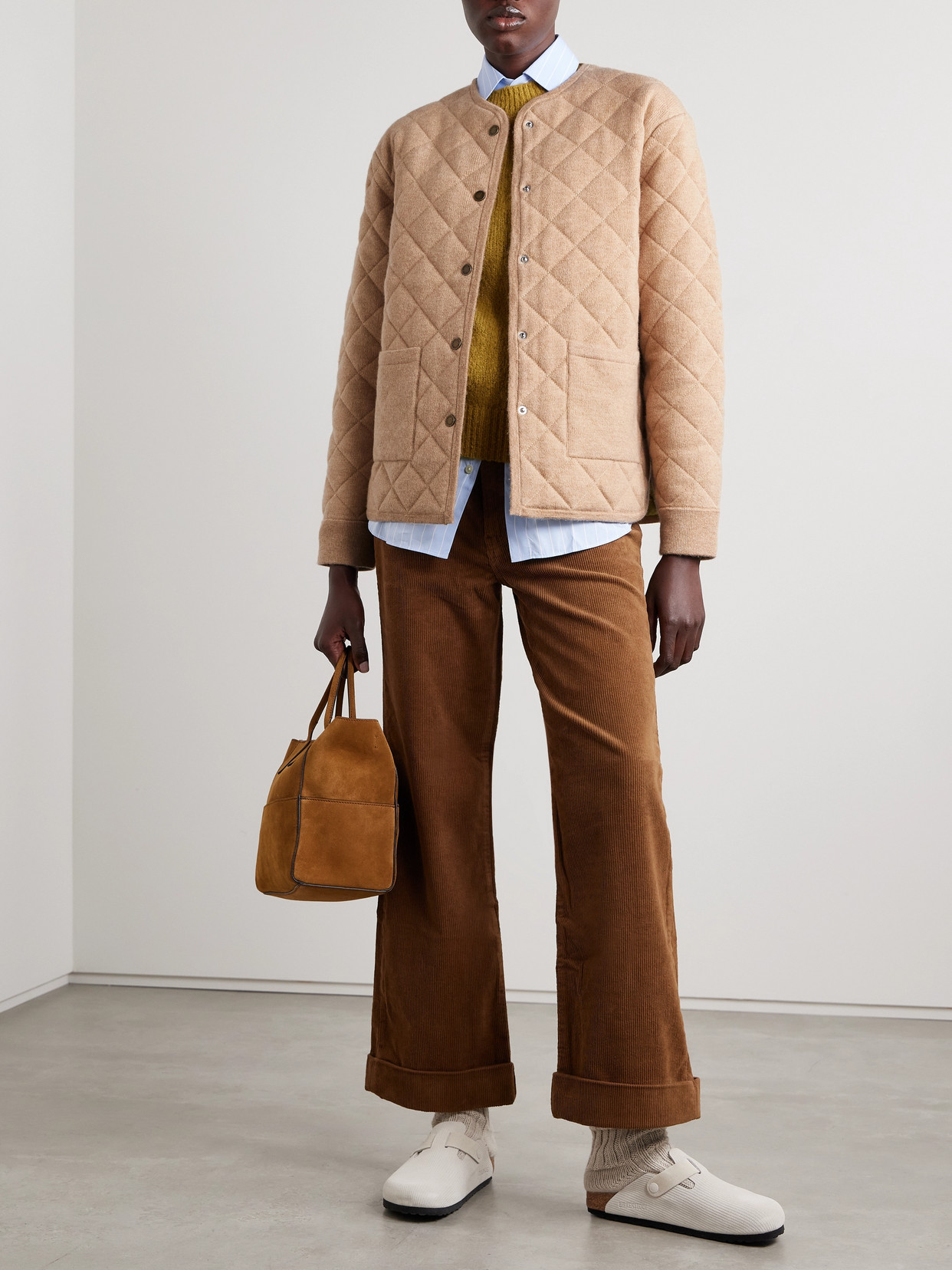Guest In Residence Quilted Wool And Cashmere-blend Jacket In Neutrals