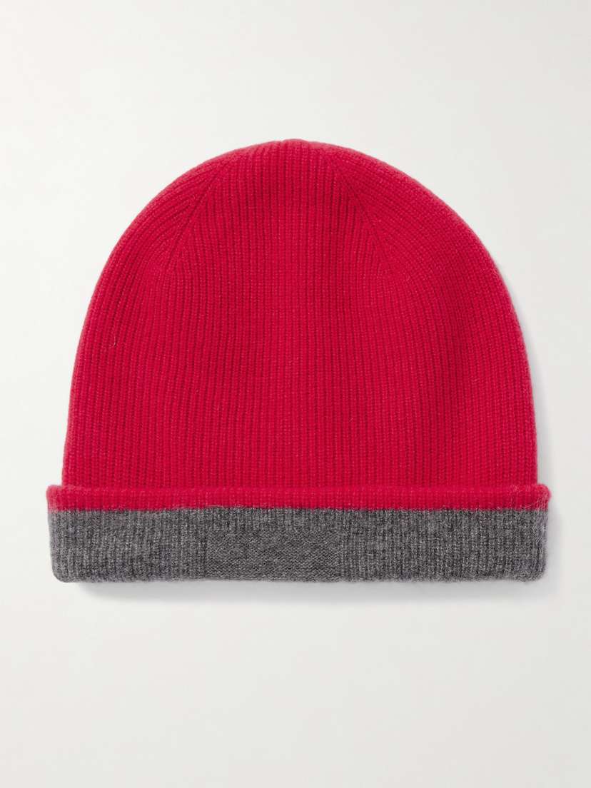 Guest In Residence The Inside Out! Reversible Two-tone Ribbed Cashmere Beanie