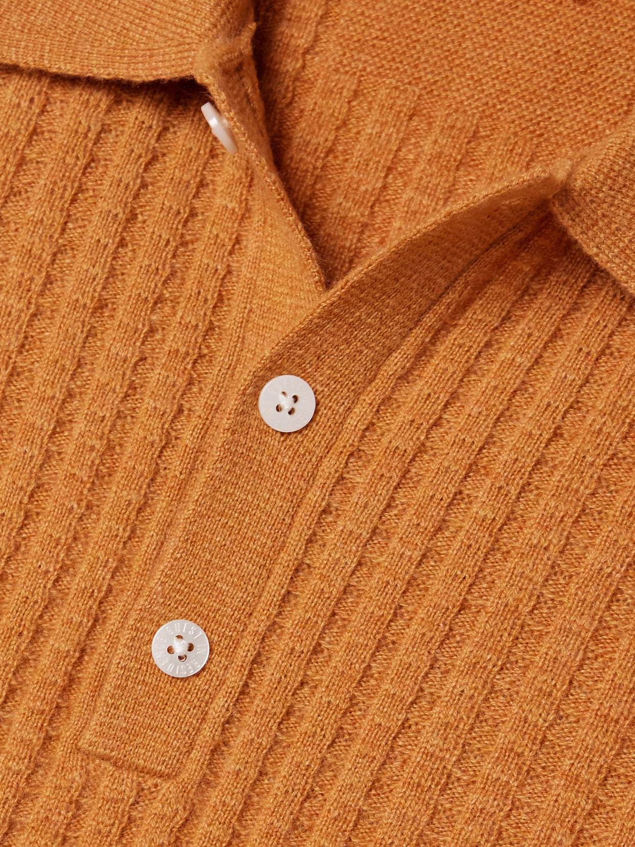 Guest In Residence Ribbed Waffle-knit Cashmere Polo Sweater In Yellow