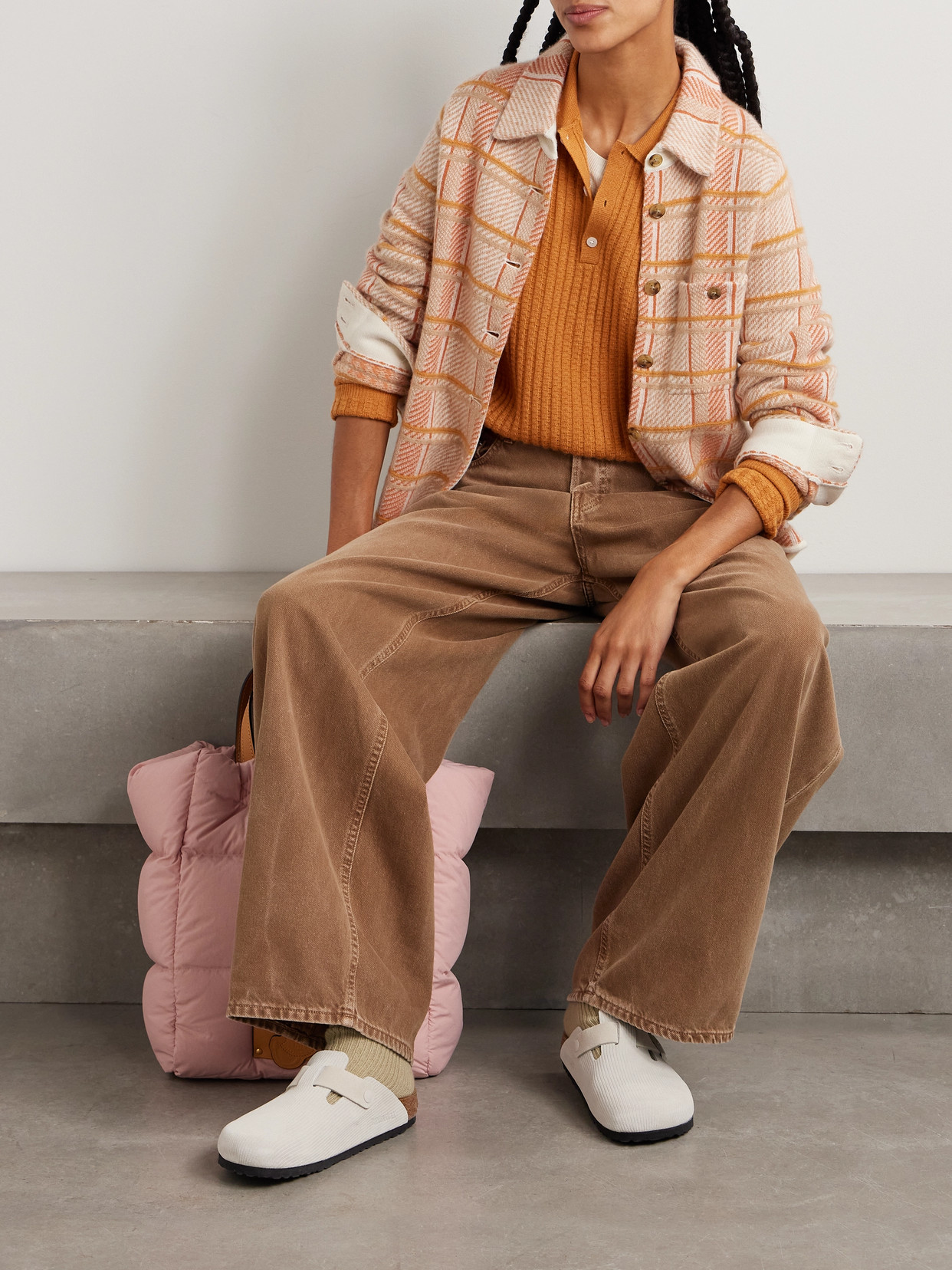 Guest In Residence Ribbed Waffle-knit Cashmere Polo Sweater In Yellow