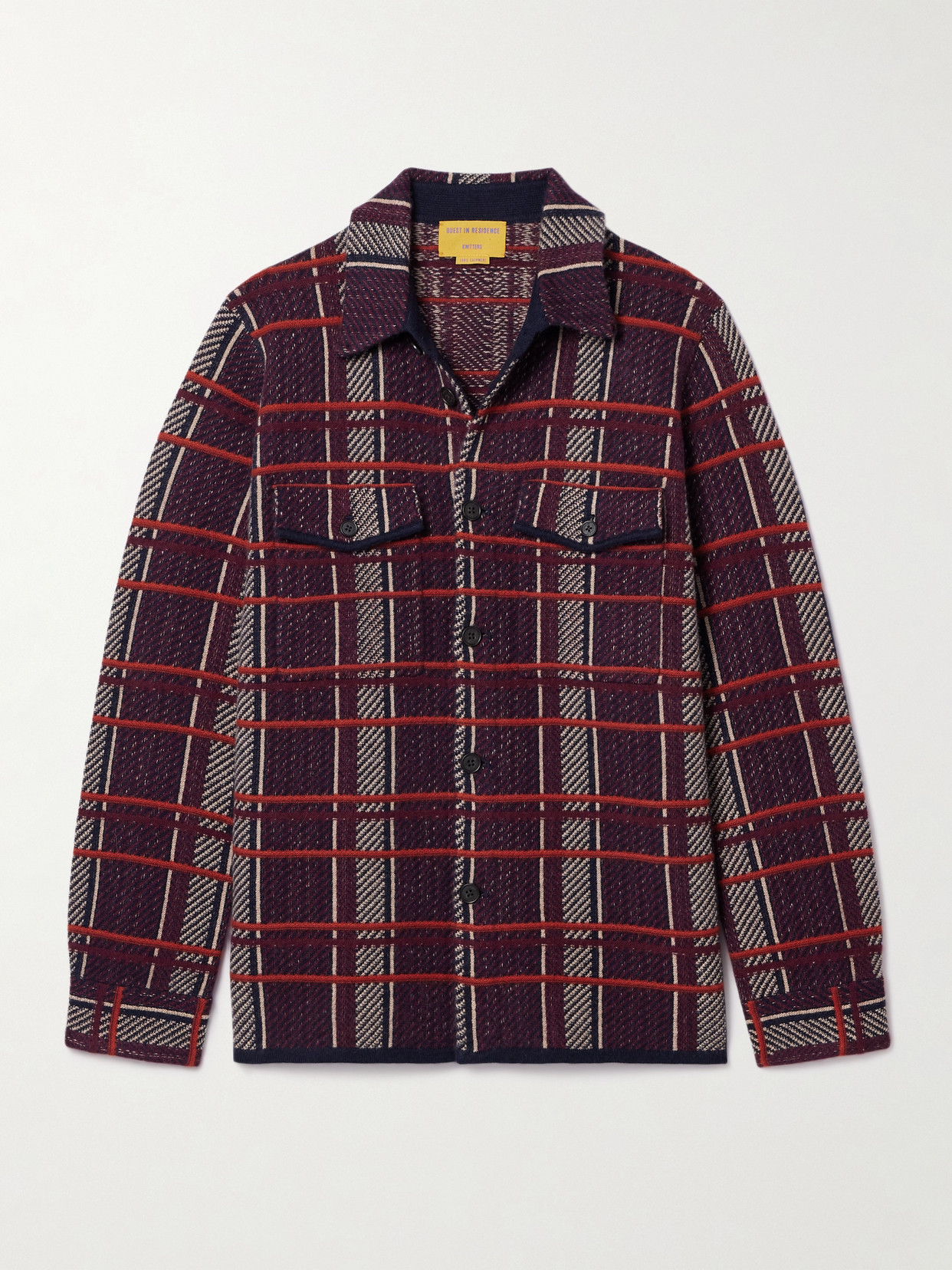Guest In Residence Checked Cashmere Shirt In Purple