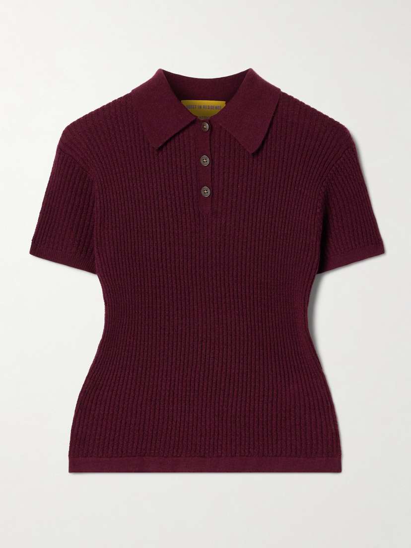 Guest In Residence Ribbed Cashmere Polo Sweater - x large