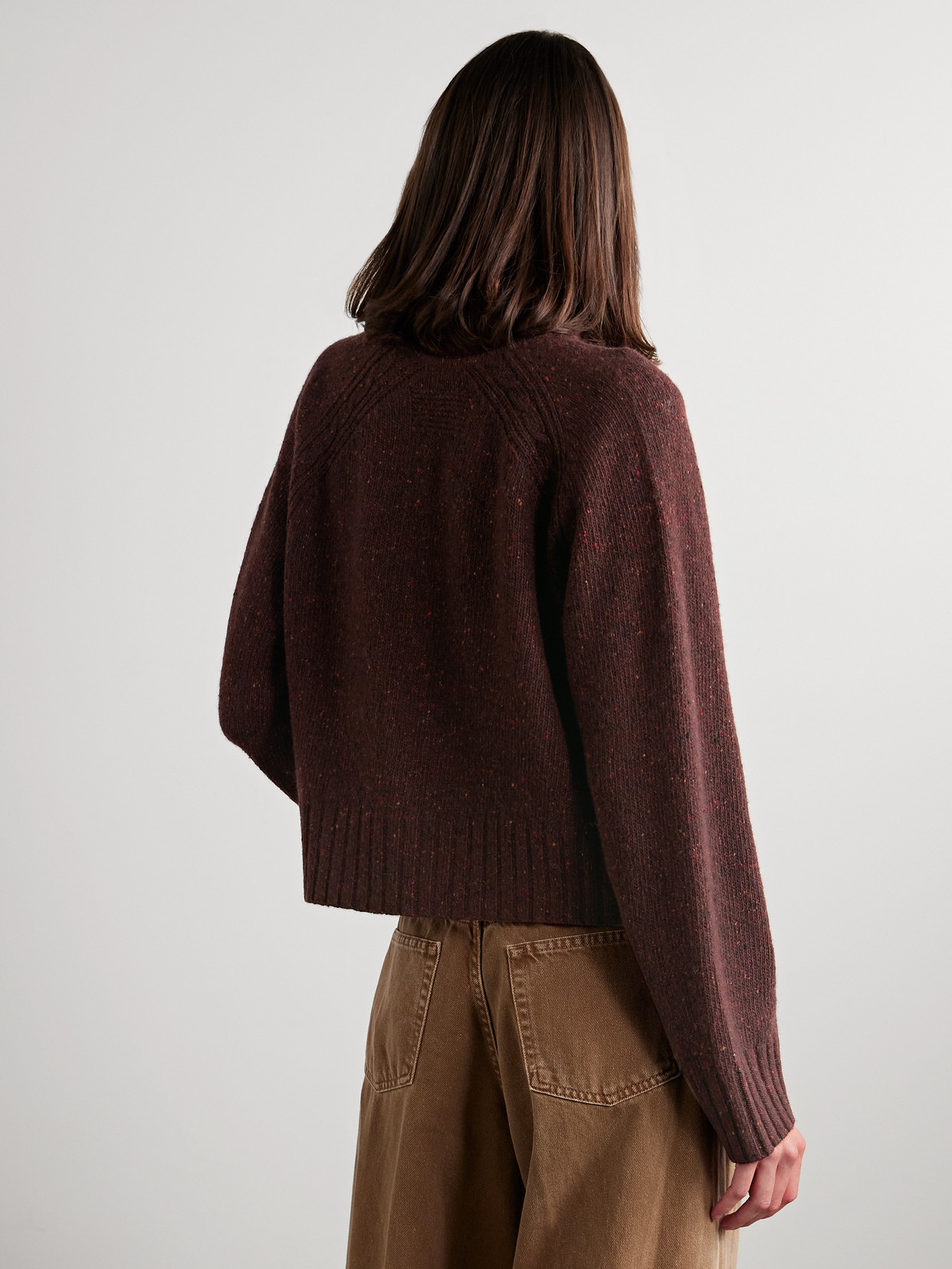 Guest In Residence Cashmere-blend Cropped Turtleneck Sweater In Purple