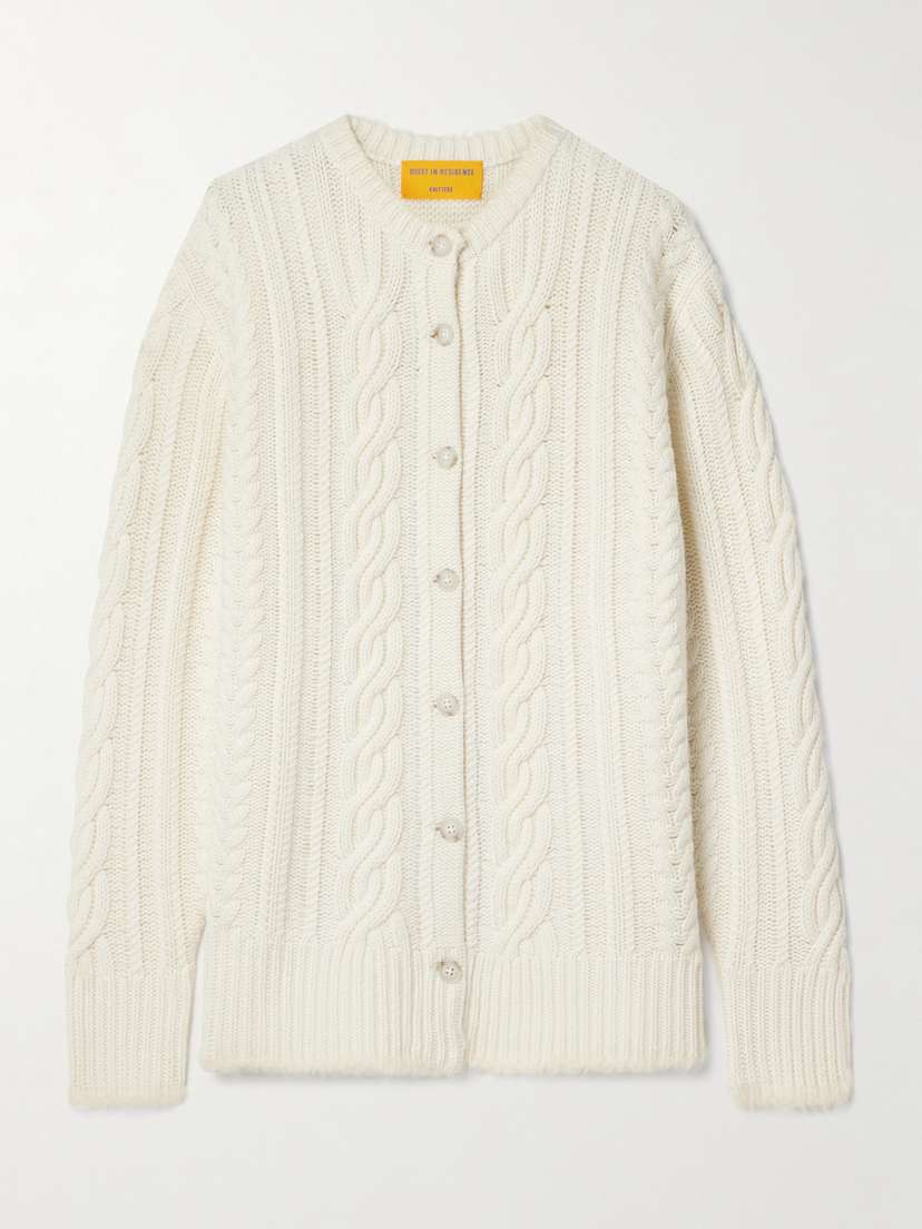 Guest In Residence Rossella Cable-knit Wool And Cashmere-blend Cardigan