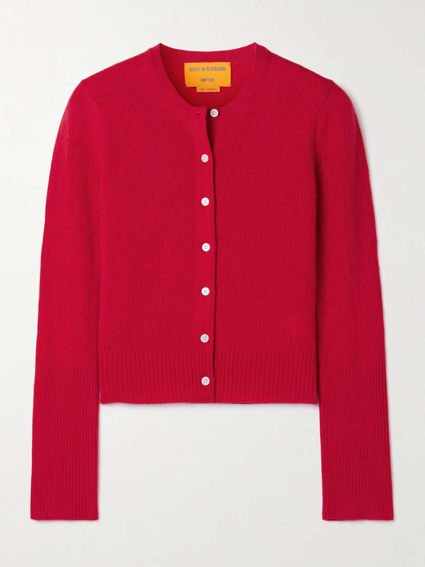 Guest In Residence Jane Pointelle-knit Cashmere Cardigan - x large
