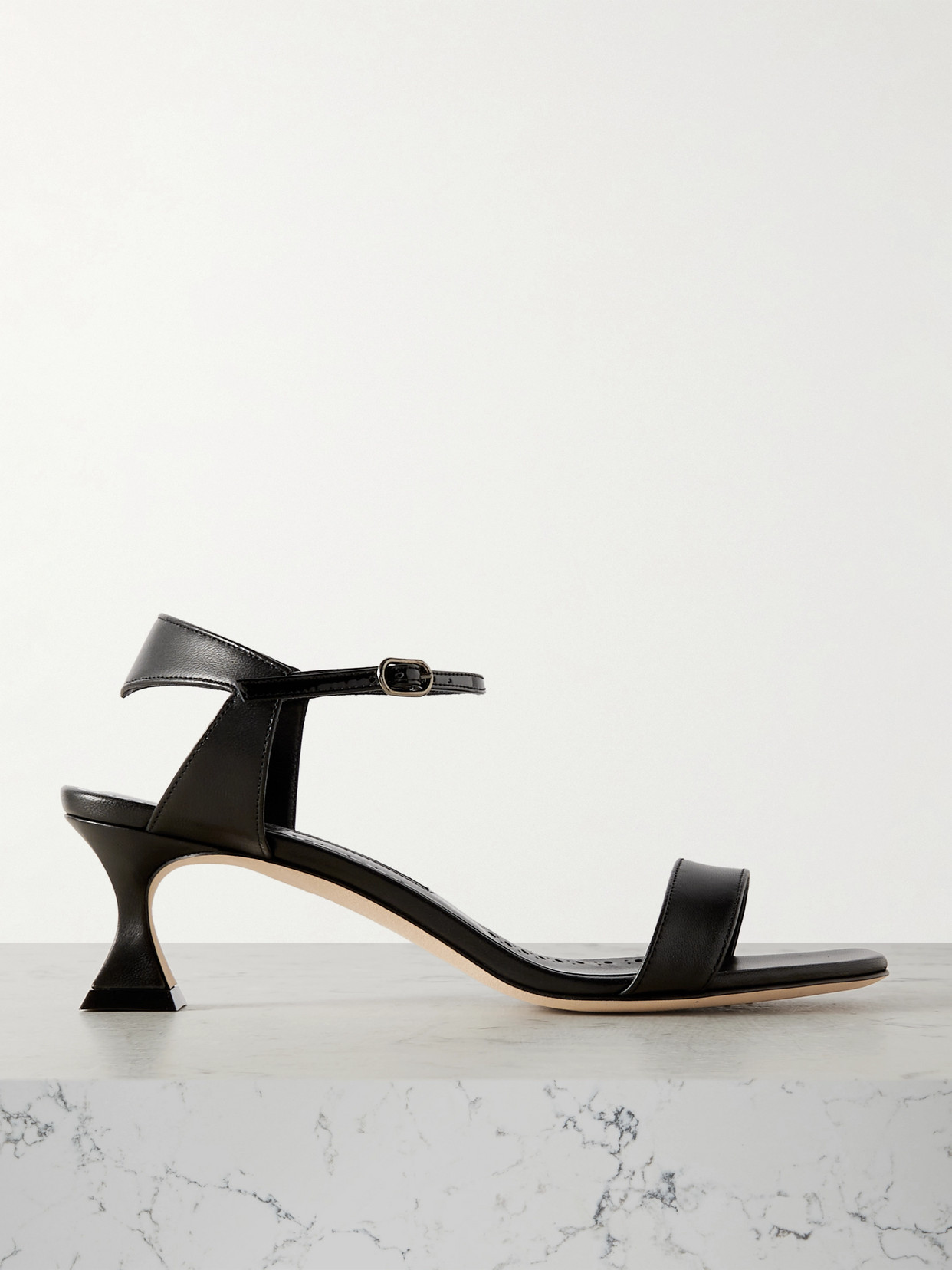 Manolo Blahnik Begasan 50 Leather Sandals In Black