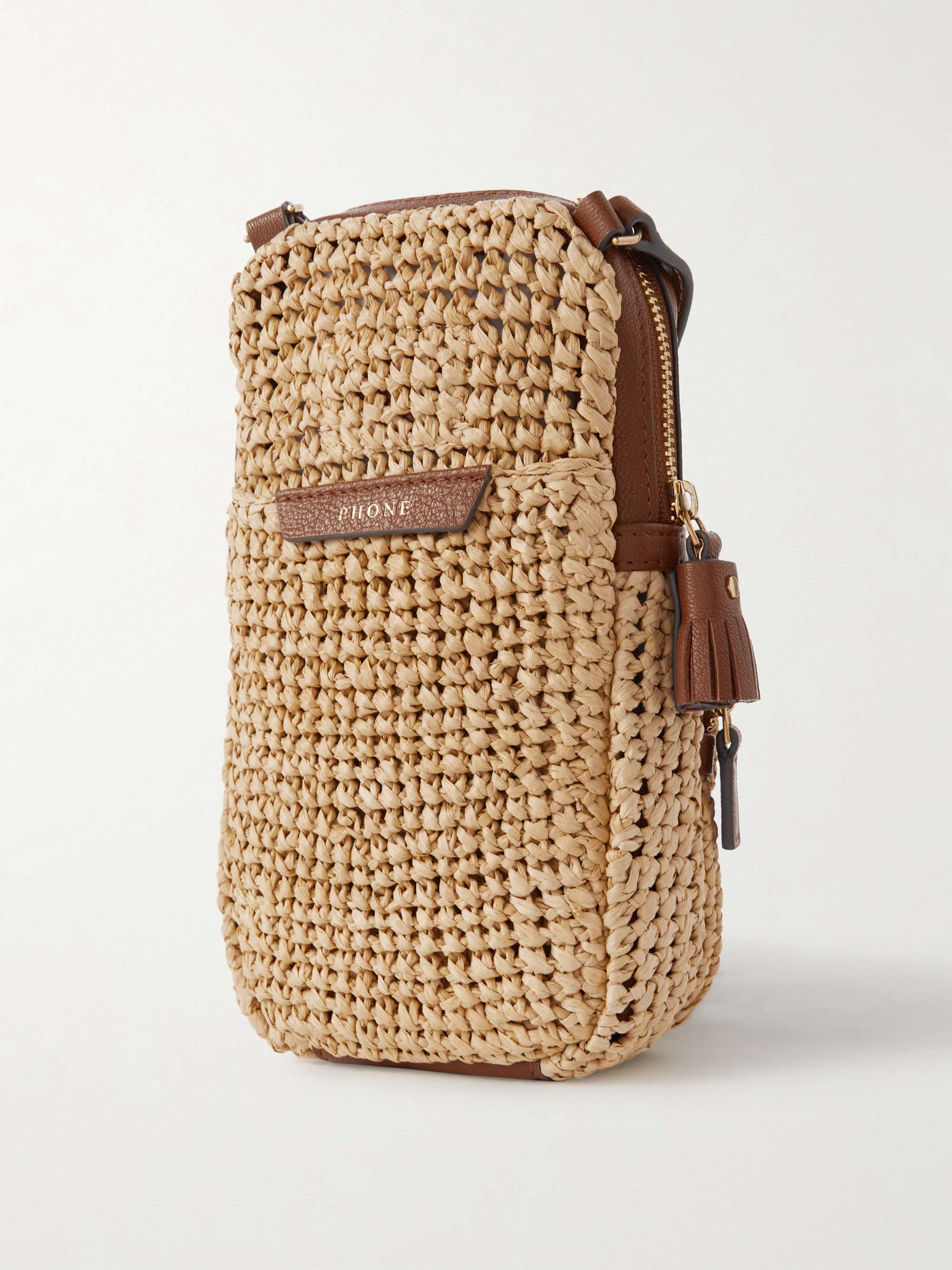 ANYA HINDMARCH Essentials leathertrimmed raffia shoulder bag NETA